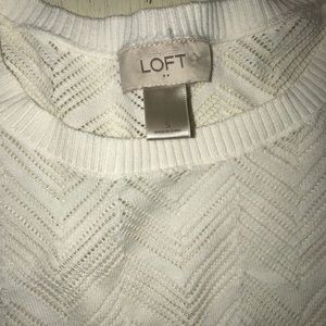Ann Taylor LOFT White Eyelet Sweater, Small